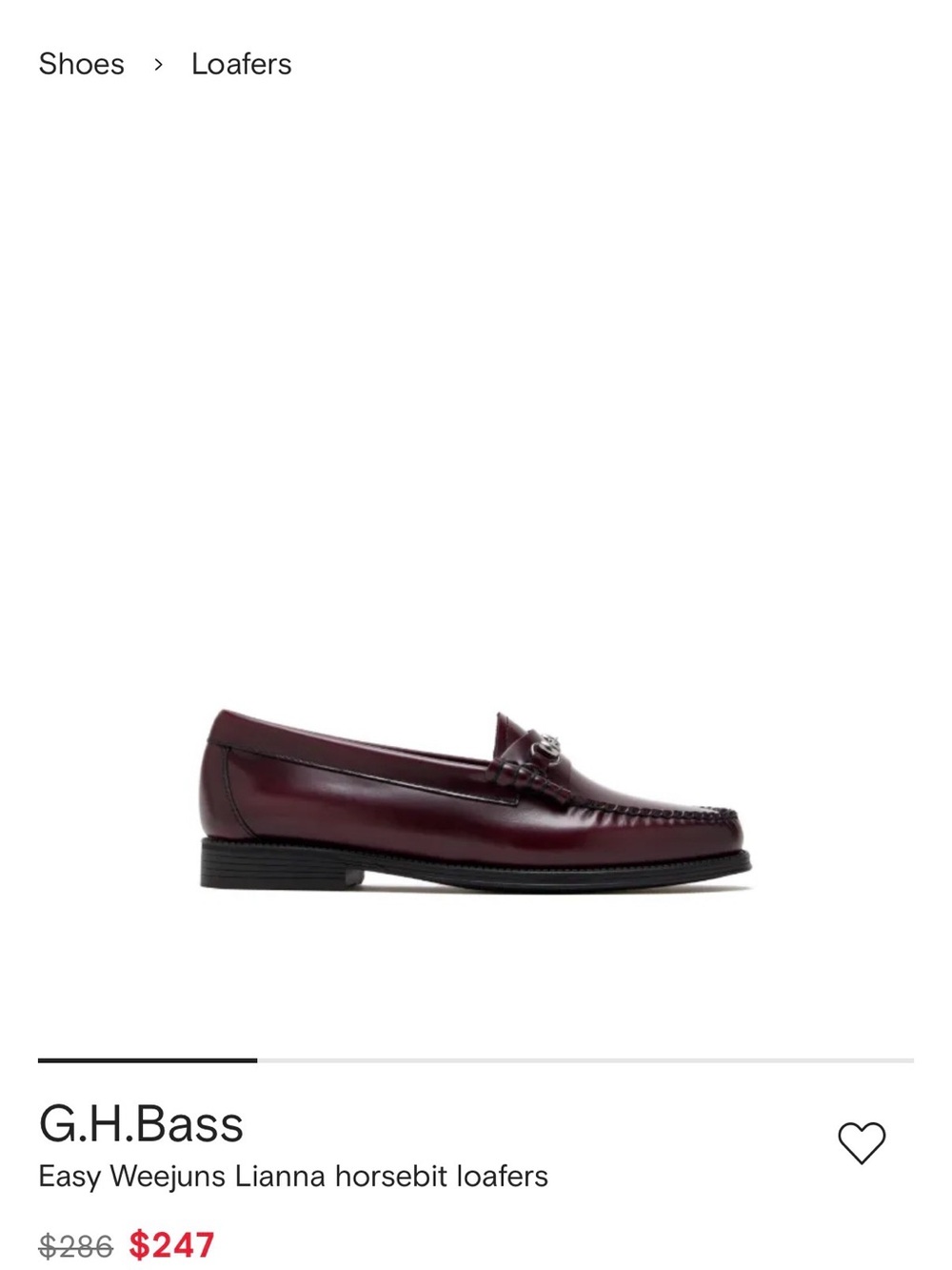 G.H. Bass & Co. Burgundy Leather Horsebit Loafers